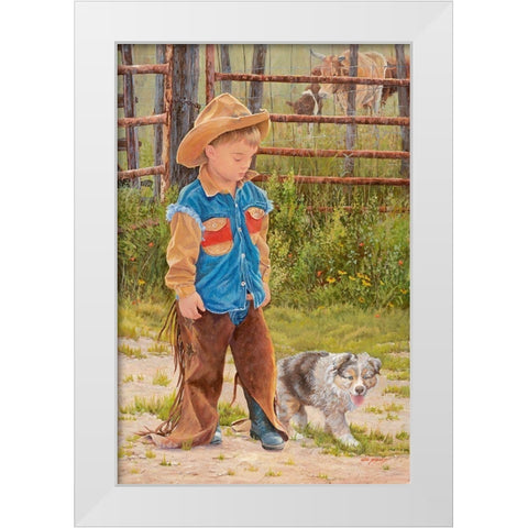 Boss Man White Modern Wood Framed Art Print by Dudley, June