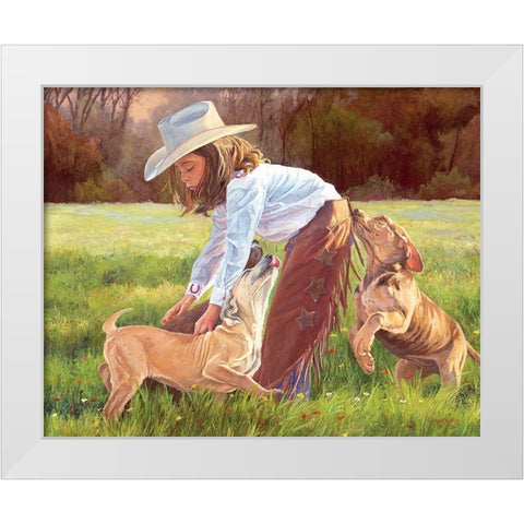 Puppy Love White Modern Wood Framed Art Print by Dudley, June