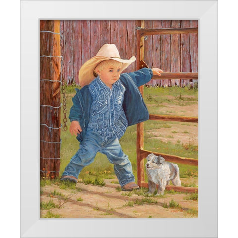 Baby Blues White Modern Wood Framed Art Print by Dudley, June