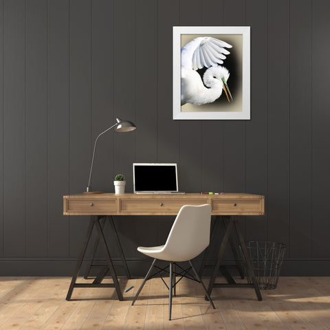 Great Egret Portrait White Modern Wood Framed Art Print by Brown, Jim