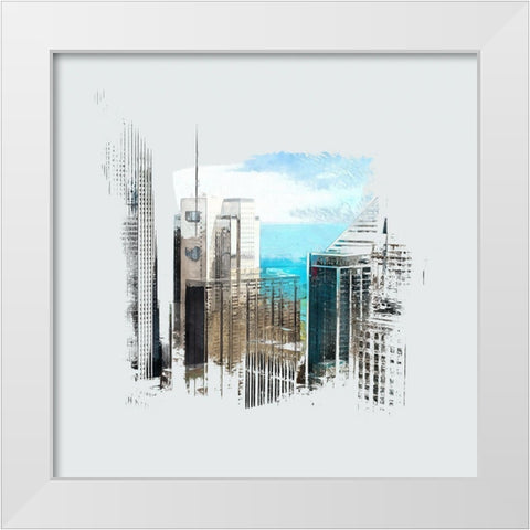 Chicago Skyline II White Modern Wood Framed Art Print by Bolokofsky, Ronald