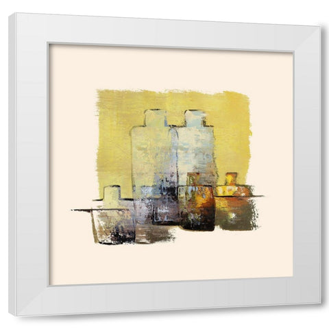 Five More Jugs White Modern Wood Framed Art Print by Bolokofsky, Ronald