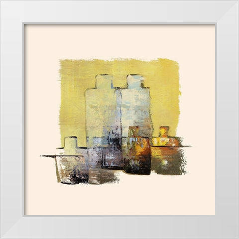 Five More Jugs White Modern Wood Framed Art Print by Bolokofsky, Ronald