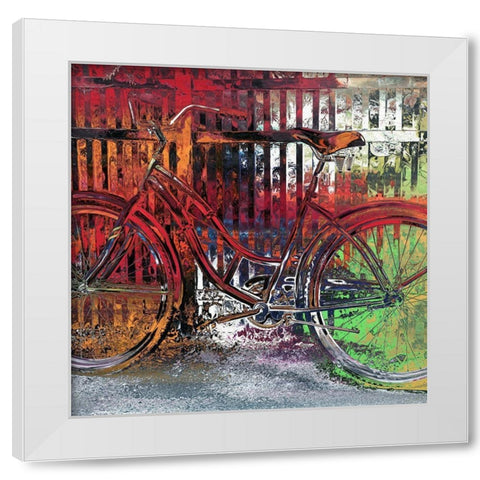 Red Bike White Modern Wood Framed Art Print by Bolokofsky, Ronald