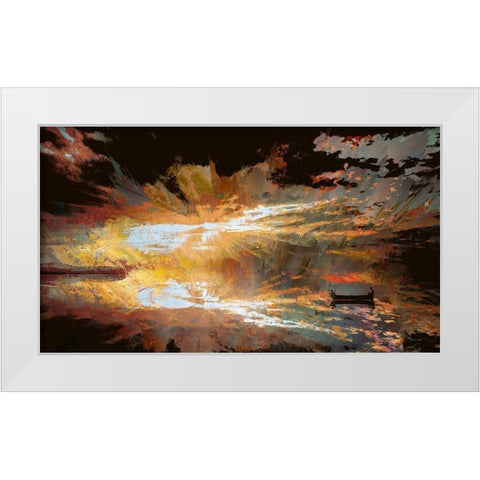 Raging Sunset White Modern Wood Framed Art Print by Bolokofsky, Ronald