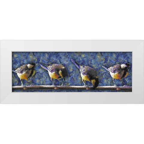 Sharing a Branch White Modern Wood Framed Art Print by Bolokofsky, Ronald