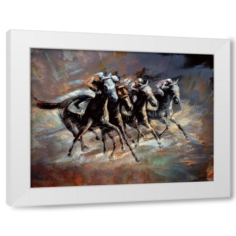 The Race White Modern Wood Framed Art Print by Bolokofsky, Ronald