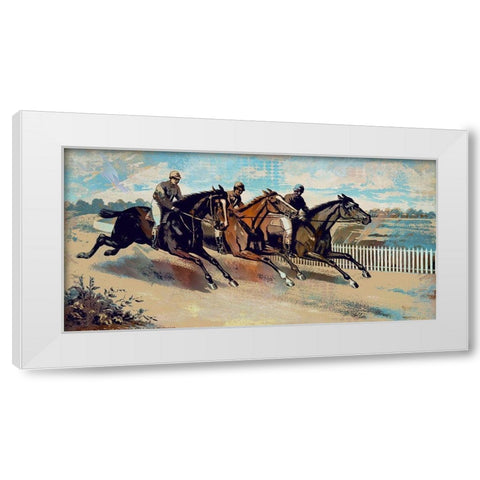 To the Finish Line White Modern Wood Framed Art Print by Bolokofsky, Ronald