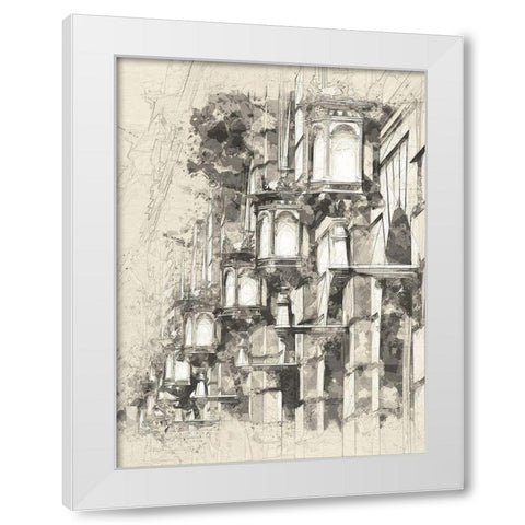 Las Ramblas Barcelona White Modern Wood Framed Art Print by Bolokofsky, Ronald