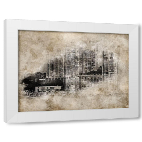 Vintage Skyline White Modern Wood Framed Art Print by Bolokofsky, Ronald