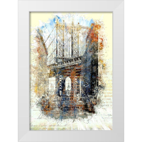 Brooklyn Bridge I White Modern Wood Framed Art Print by Bolokofsky, Ronald
