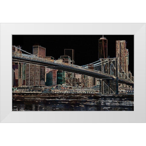 Brooklyn Bridge II White Modern Wood Framed Art Print by Bolokofsky, Ronald
