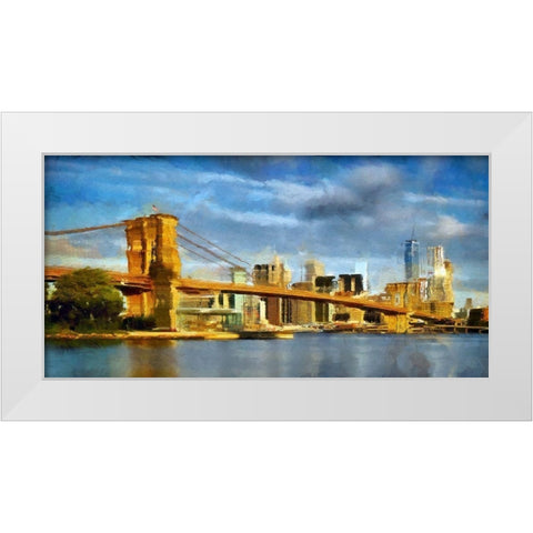 Brooklyn Bridge III White Modern Wood Framed Art Print by Bolokofsky, Ronald