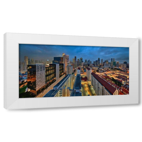 City Lights White Modern Wood Framed Art Print by Bolokofsky, Ronald
