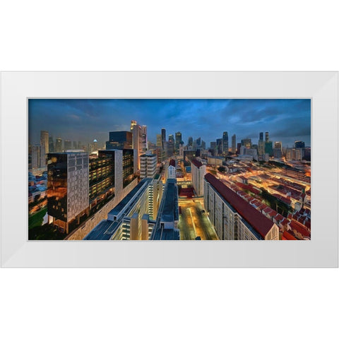 City Lights White Modern Wood Framed Art Print by Bolokofsky, Ronald