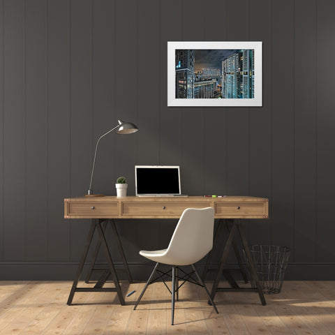 City Lights II  White Modern Wood Framed Art Print by Bolokofsky, Ronald