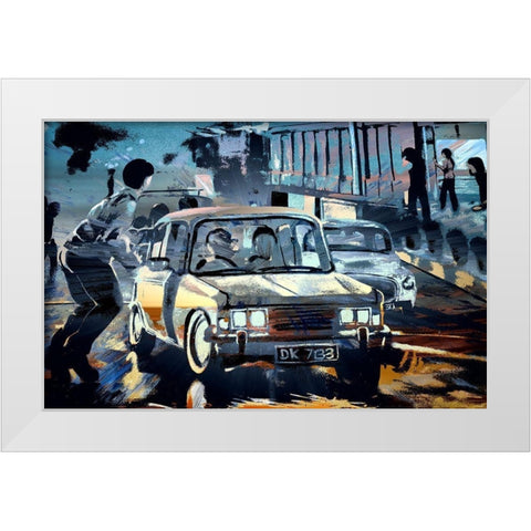 Evening Traffic White Modern Wood Framed Art Print by Bolokofsky, Ronald