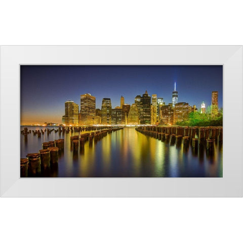 Manhattan Reflections White Modern Wood Framed Art Print by Bolokofsky, Ronald