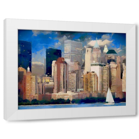 New York Skyline White Modern Wood Framed Art Print by Bolokofsky, Ronald