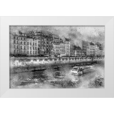 Paris On the Seine White Modern Wood Framed Art Print by Bolokofsky, Ronald