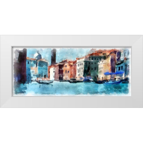 Riding the Canal White Modern Wood Framed Art Print by Bolokofsky, Ronald