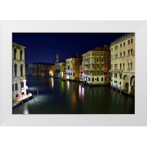 Quiet Night on the Grand Canal White Modern Wood Framed Art Print by Bolokofsky, Ronald