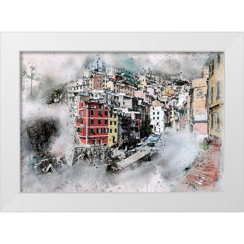 Riomaggiore White Modern Wood Framed Art Print by Bolokofsky, Ronald