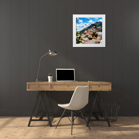 Sunny Positano White Modern Wood Framed Art Print by Bolokofsky, Ronald
