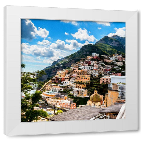 Sunny Positano White Modern Wood Framed Art Print by Bolokofsky, Ronald