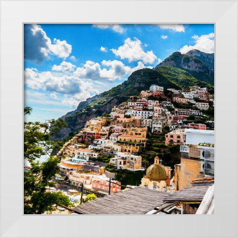 Sunny Positano White Modern Wood Framed Art Print by Bolokofsky, Ronald