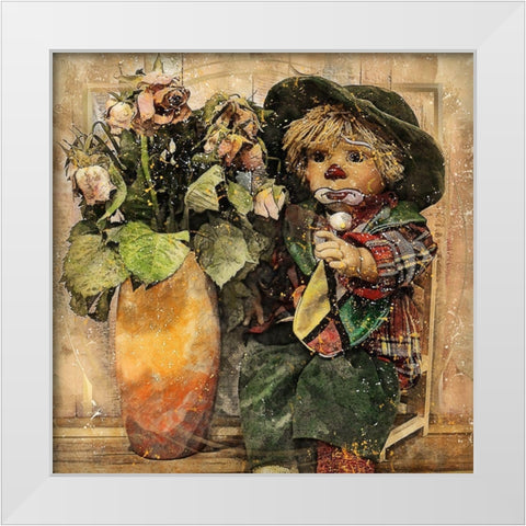 Little Clown White Modern Wood Framed Art Print by Bolokofsky, Ronald