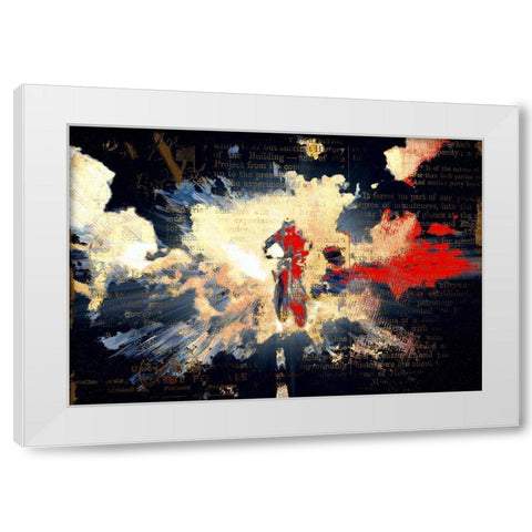 MotoCross Racer White Modern Wood Framed Art Print by Bolokofsky, Ronald