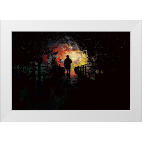 Night Shadows White Modern Wood Framed Art Print by Bolokofsky, Ronald