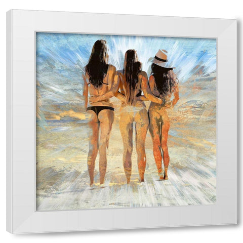 Beach Buddies II White Modern Wood Framed Art Print by Bolokofsky, Ronald