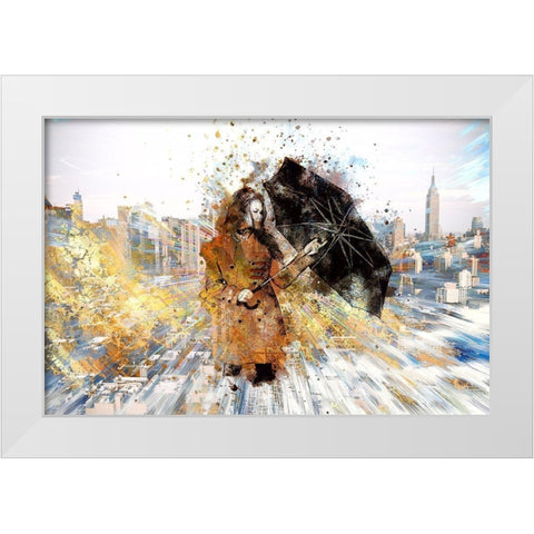 Black Umbrella White Modern Wood Framed Art Print by Bolokofsky, Ronald