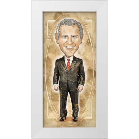 George W Bush White Modern Wood Framed Art Print by Bolokofsky, Ronald