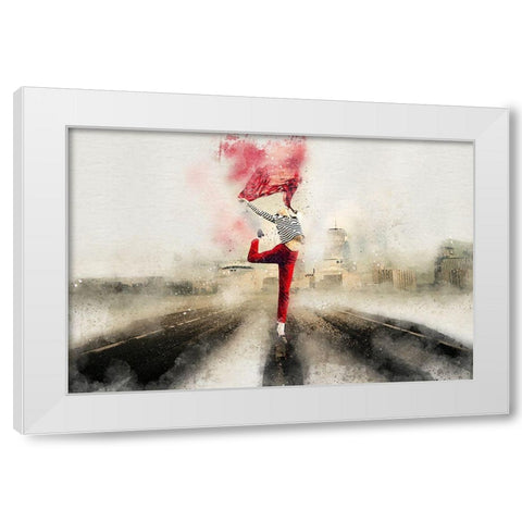 Celebrating Girl White Modern Wood Framed Art Print by Bolokofsky, Ronald