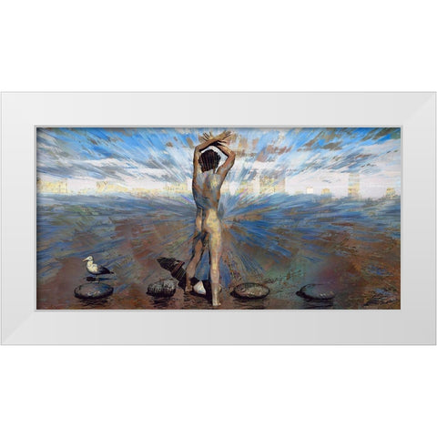 Stepping Stones  White Modern Wood Framed Art Print by Bolokofsky, Ronald