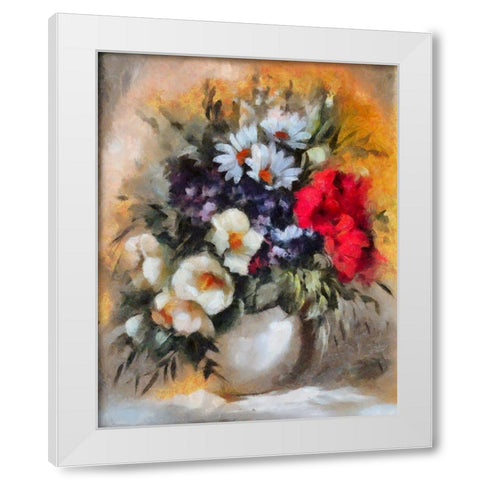 Mixed Bouquet I White Modern Wood Framed Art Print by Bolokofsky, Ronald