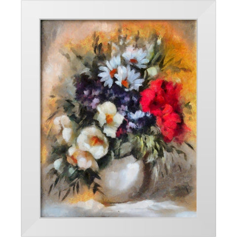 Mixed Bouquet I White Modern Wood Framed Art Print by Bolokofsky, Ronald