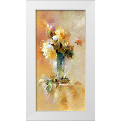 Pretty Roses In A Glass Vase White Modern Wood Framed Art Print by Bolokofsky, Ronald