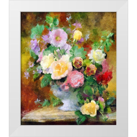Fresh Garden Flowers White Modern Wood Framed Art Print by Bolokofsky, Ronald