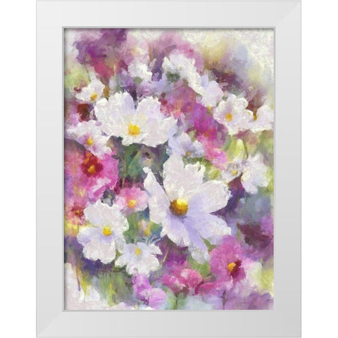 Garden Flowers I White Modern Wood Framed Art Print by Bolokofsky, Ronald
