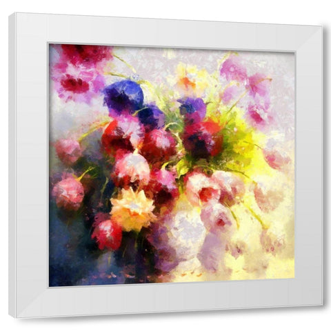 Colorful Bouquet III White Modern Wood Framed Art Print by Bolokofsky, Ronald