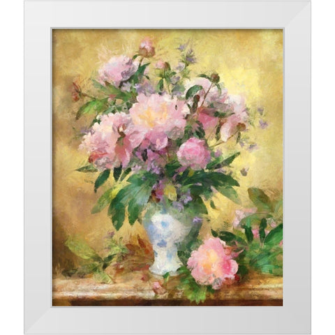 Pink Roses I White Modern Wood Framed Art Print by Bolokofsky, Ronald