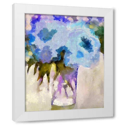 Glass Of Blue Flowers White Modern Wood Framed Art Print by Bolokofsky, Ronald
