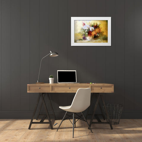 Warm Bouquet I White Modern Wood Framed Art Print by Bolokofsky, Ronald