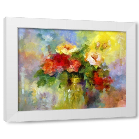 Jug of Flowers I White Modern Wood Framed Art Print by Bolokofsky, Ronald