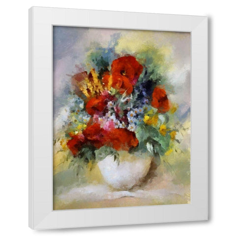 Summer Bouquet III White Modern Wood Framed Art Print by Bolokofsky, Ronald
