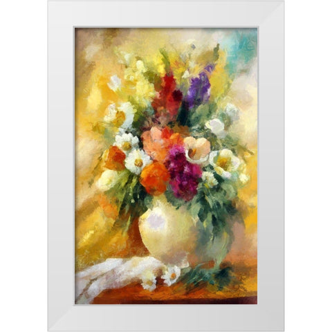 Flowers For My Sweetheart White Modern Wood Framed Art Print by Bolokofsky, Ronald